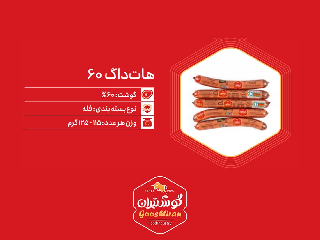 هات داگ گوشت ۶۰٪ گوشتیران