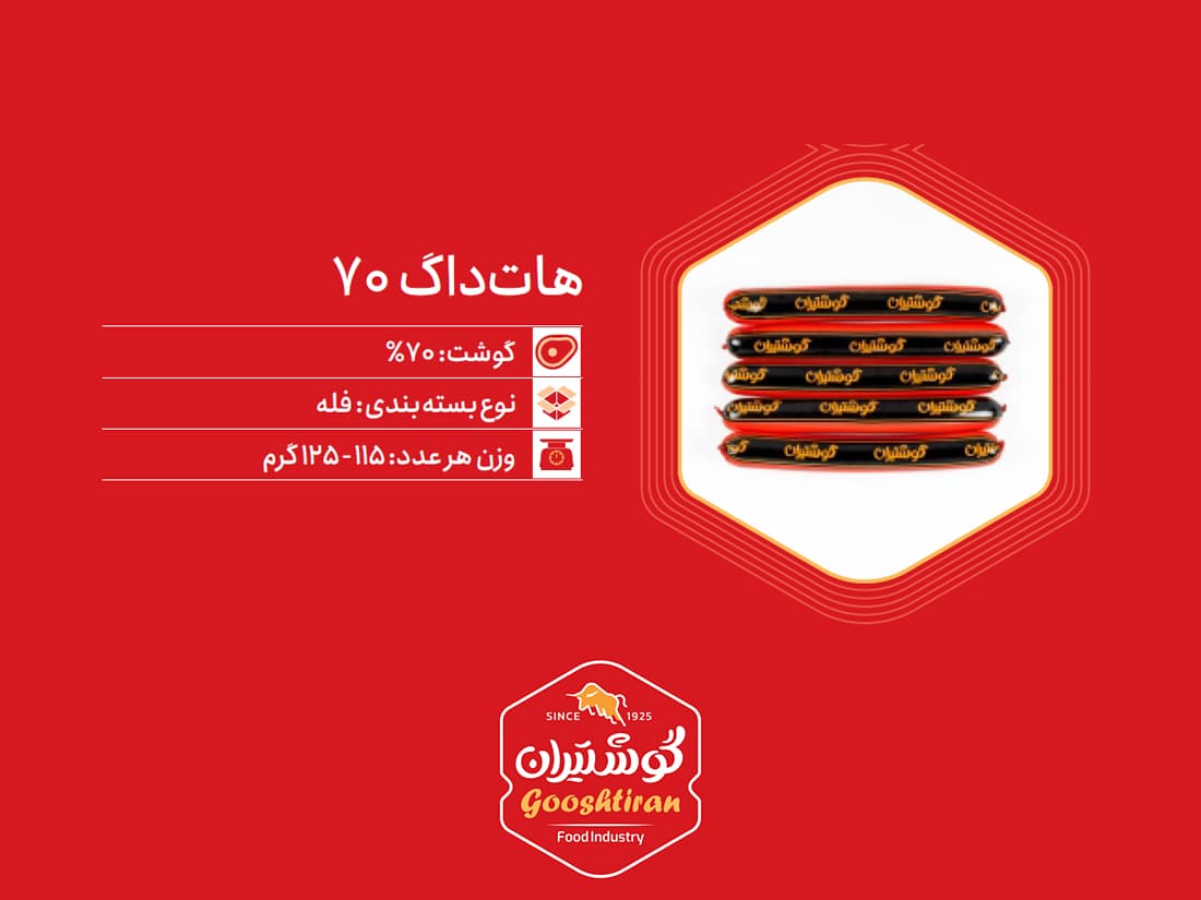 هات داگ گوشت ۷۰٪ گوشتیران